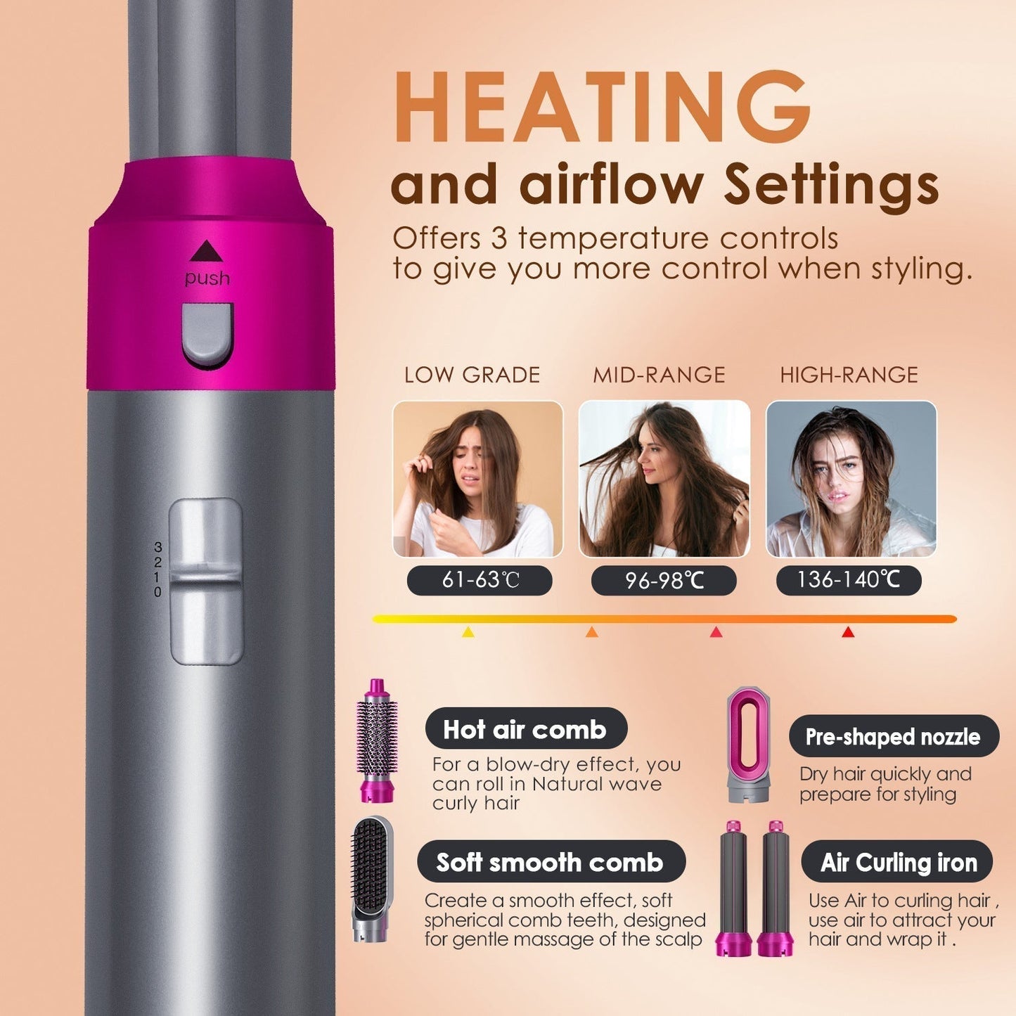 Hot Air Brush: Dry, Style, and Volumize with Ionic Technology (5-in-1)